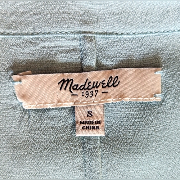 Madewell Ice Blue Silk Top, Small - Picture 4 of 5